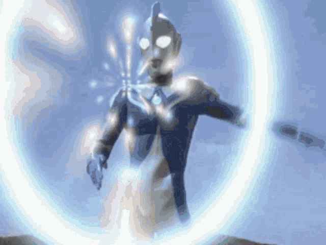 a cartoon character is surrounded by a glowing ring of light .