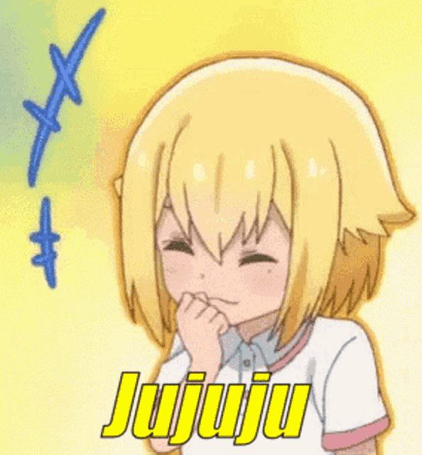 a cartoon of a girl with the word jujuu written on it
