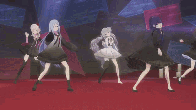 a couple of anime girls standing next to each other with candles in the background