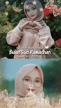a woman wearing a hijab and glasses makes a heart with her hands