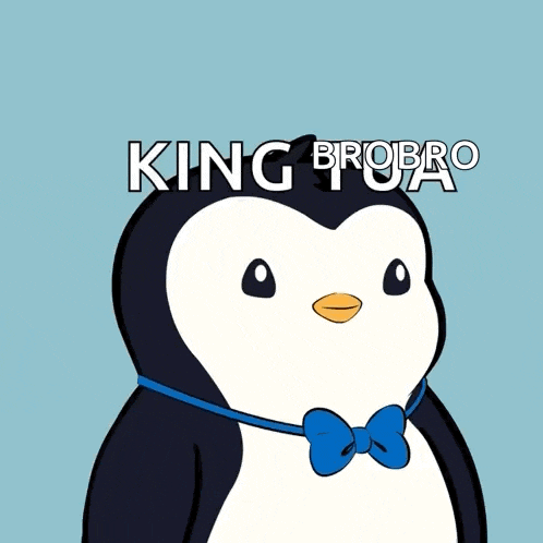a penguin holding a crown with the words " you dropped this king brobro " below it