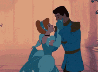 cinderella and prince charming are kissing in a cartoon scene