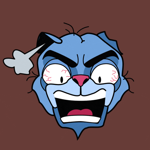 a cartoon cat with a smoke coming out of its nose
