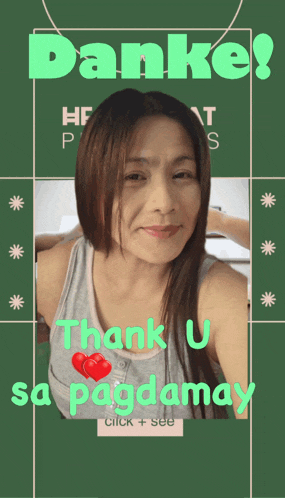 a picture of a woman with the words " thank u sa pagdamay " below her