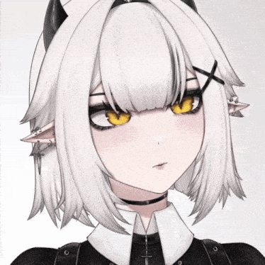 a drawing of a girl with horns and a cross around her neck