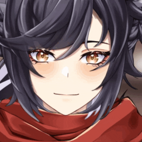 a close up of a girl 's face with dark hair and brown eyes