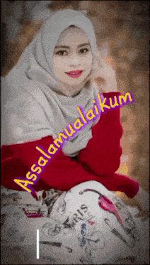a woman wearing a hijab with the words assalamualaikum on the bottom right
