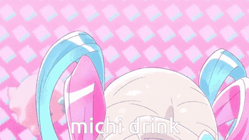 a girl with a bow on her head is holding a can of soda and drinking it .