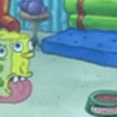 a cartoon of spongebob squarepants standing next to each other