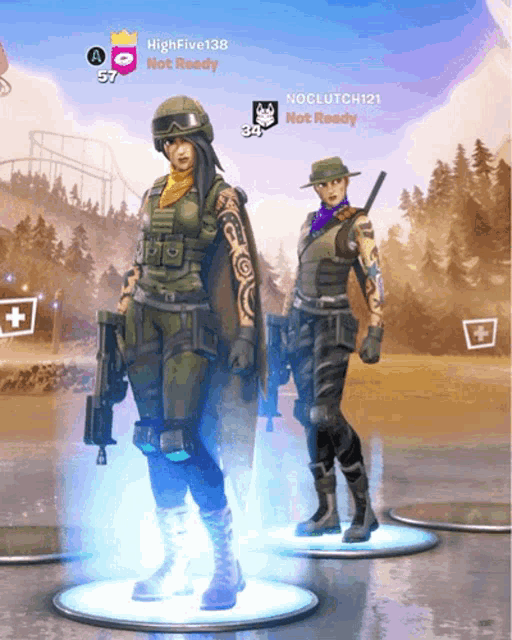 two soldiers are standing next to each other in a video game