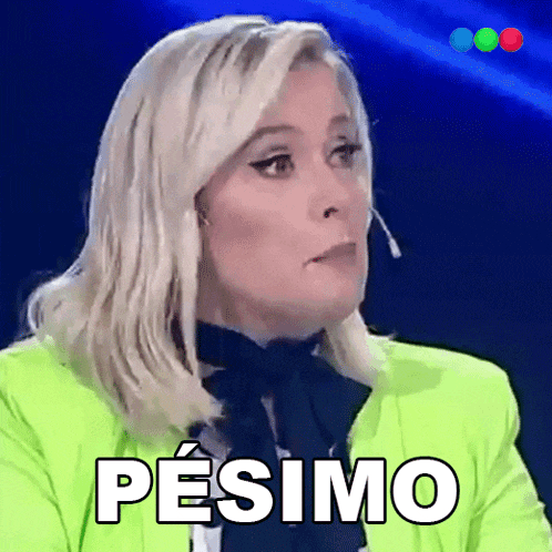 a woman in a green jacket says pesimo