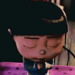 a close up of a cartoon character 's face with his eyes closed