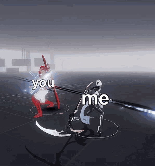 a video game is being played with the words you and me on the screen