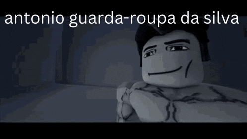 a black and white image of a robot with the words antonio guarda-roupa da silva above it .