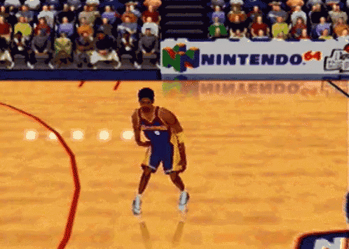 a basketball game is being played on the nintendo 64 system