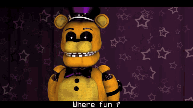 a picture of a teddy bear with the words " where fun " on the bottom right