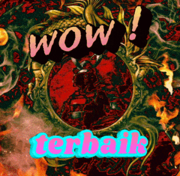 a colorful background with the words wow and terbaik written on it