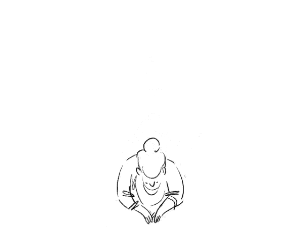 a black and white drawing of a man with his arms outstretched and the words `` thank you '' written on it .