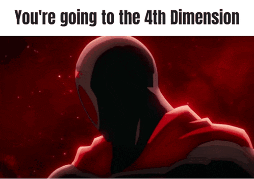 a cartoon character with a red star on his head and the words " you 're going to the 4th dimension "