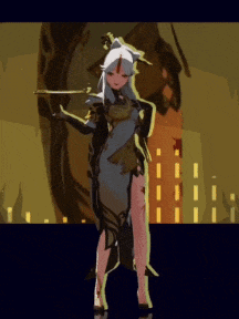 a cartoon drawing of a girl with a sword