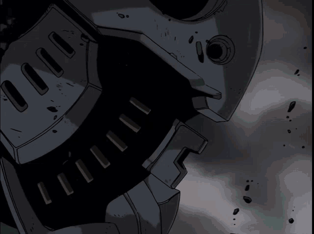 a drawing of a robot with a green light coming out of it 's eye