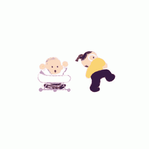 a drawing of a baby in a stroller next to a drawing of a circle
