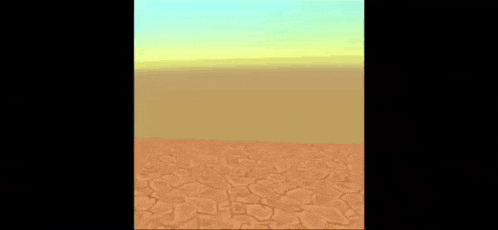 a cartoon chicken is standing on a rocky surface and looking at the camera .