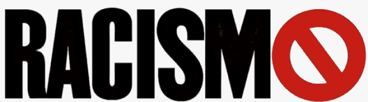 the word racism is written in black letters with a red circle around it
