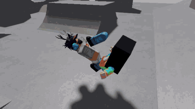 a person wearing a supreme shirt is falling down