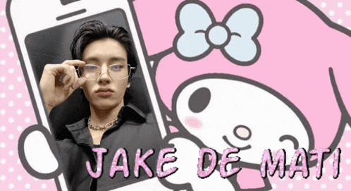 a picture of a man with glasses and the name jake de mati