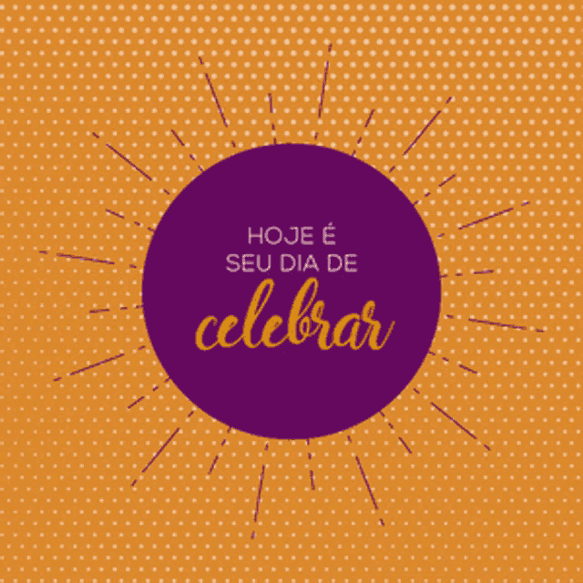 a purple circle with feliz aniversario written in gold