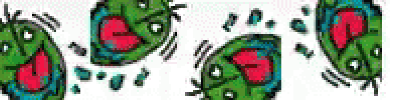 a cartoon of a frog with a red heart in its mouth .
