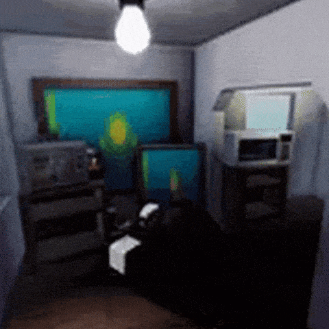 a blurry picture of a room with a light on