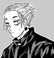 a black and white drawing of a young man with long hair and a surprised look on his face .