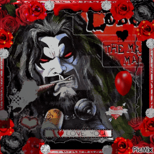 a valentine 's day card with a picture of a man smoking a cigarette and the words " i love you "