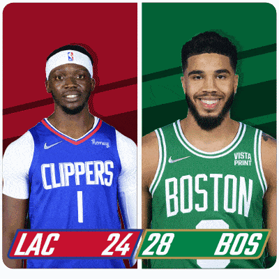 two basketball players from the clippers and boston