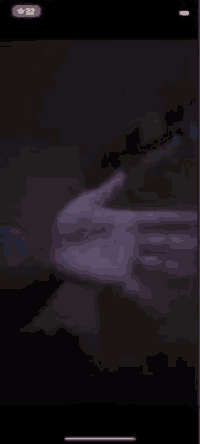 a person 's hand is visible in a blurry photo on a cell phone screen .