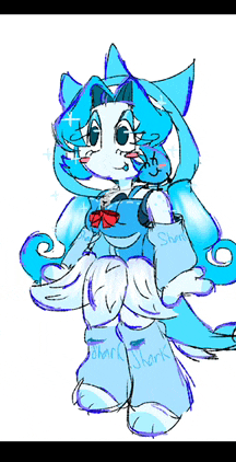 a drawing of a shark wearing a dress
