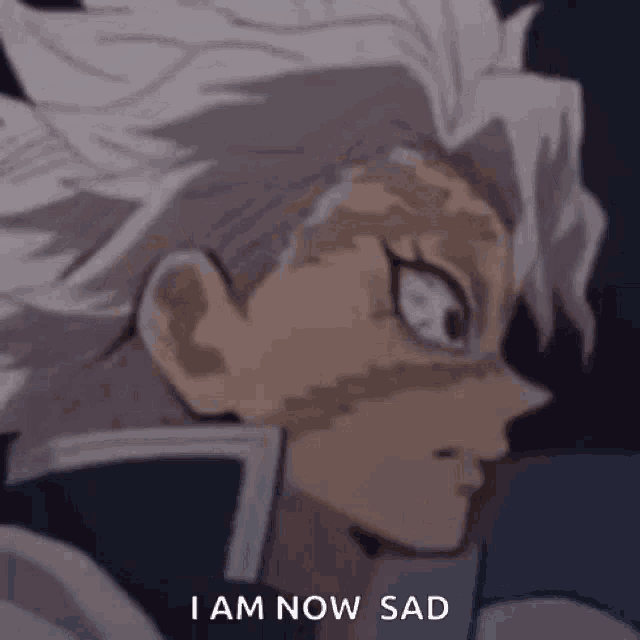 a close up of a person 's face with the words `` i am now sad '' on it .