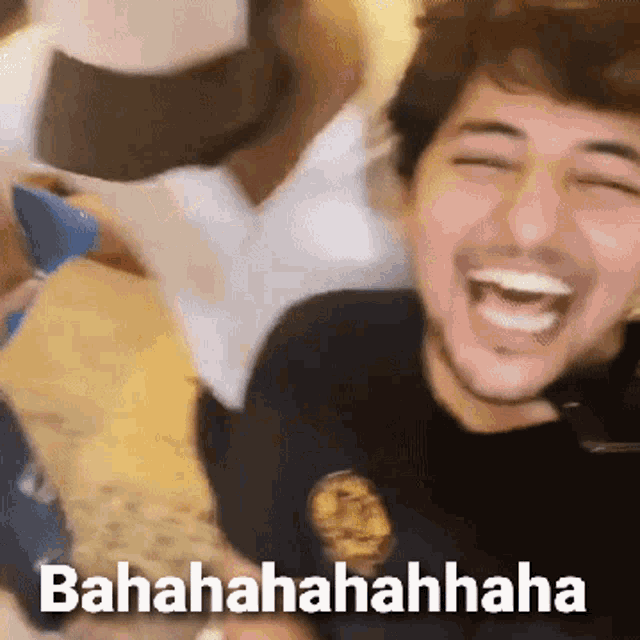 a man is laughing with the words bahahahaahhaha written below him
