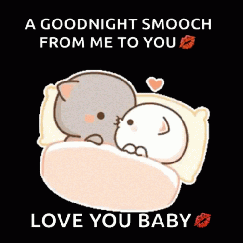 Peach And Goma Cat Good Night GIF - Peach And Goma Cat Good Night Kiss GIFs