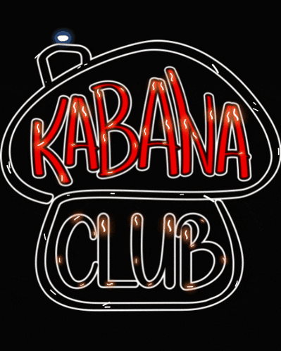 a neon sign that says kabana club is lit up