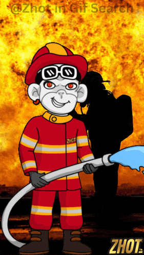 a cartoon of a monkey in a fireman 's uniform