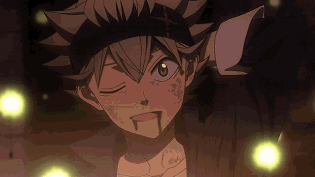 a cartoon character with a crown on his head winks