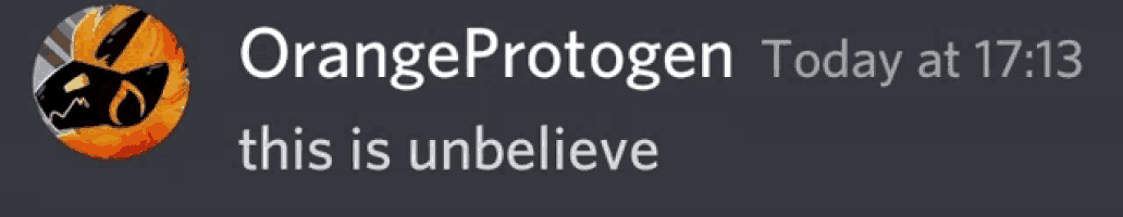 a screenshot of an orange protogen today at 17:13