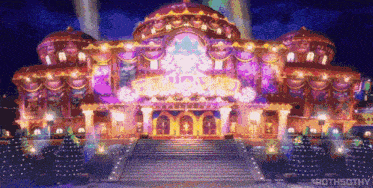 a pixel art of a colorful building with a sign that says ' rothsothy ' on it