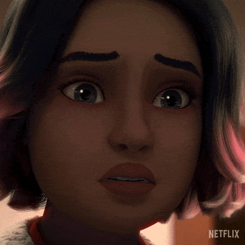 a close up of a woman 's face with a netflix logo on the bottom