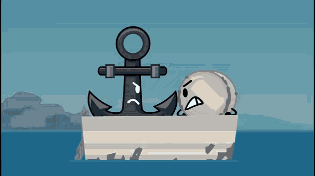 a cartoon illustration of an anchor and a ball