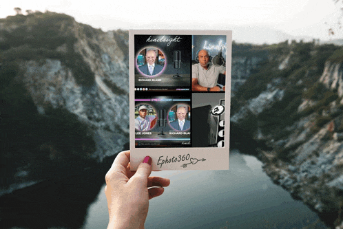 a person is holding a polaroid that says kindalight on it