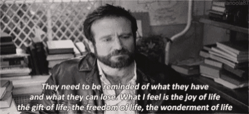 a man with a beard says they need to be reminded of what they have and what they can lose ..